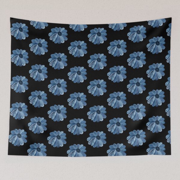 Item preview, Sunfire Bloom Vibrant Blue Acrylic Floral Abstract Art designed and sold by Kraalikaart.
