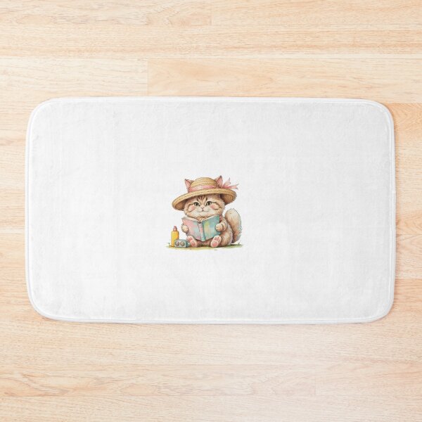 Item preview, Cute Cat Reading Book Beach Hello Summer Vacation Watercolor designed and sold by AQUILAKREO.
