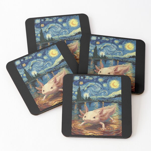 Item preview, Axolotl Starry Night Art Design Cute Van Gogh Inspired Kawai designed and sold by Littermin.