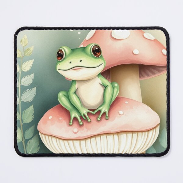 Item preview, Cute Frog on Layered Watercolor Mushrooms designed and sold by Jade Ado.