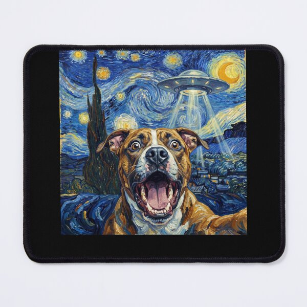 Item preview, American Staffordshire Terrier Starry Night UFO Van Gogh Art Dog Selfie Lover designed and sold by Kimberley King Art  King Art.