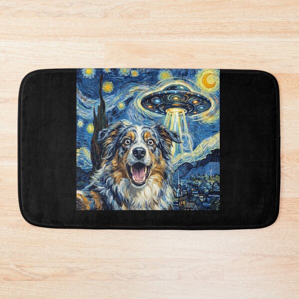 Item preview, Australian Shepherd Starry Night UFO Van Gogh Art Dog Selfie Lover designed and sold by Kimberley King Art King Art.
