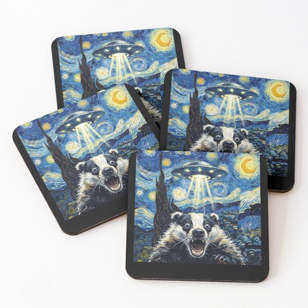 Artikelvorschau, Dachs Sternennacht UFO Van Gogh Kunst Tier Selfie Liebhaber entworfen und verkauft von Kimberley King Art King Art.