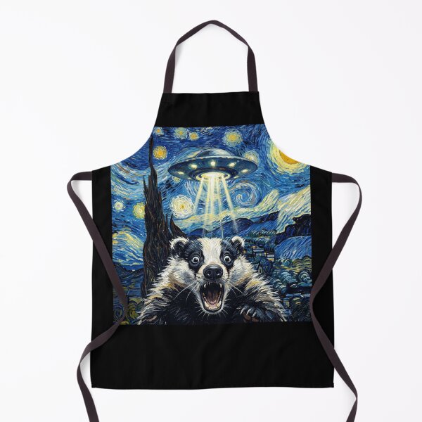 Item preview, Badger Starry Night UFO Van Gogh Art Animal Selfie Lover designed and sold by Kimberley King Art King Art.
