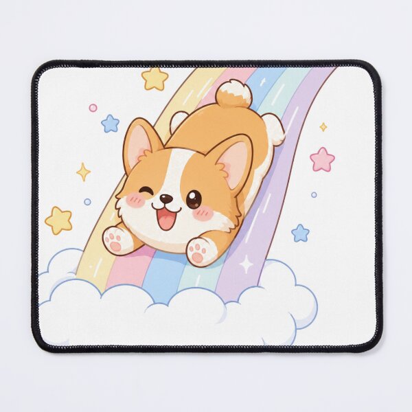 Item preview, Cute Corgi Sliding Down Rainbow Kawaii Sticker designed and sold by StickersHul.