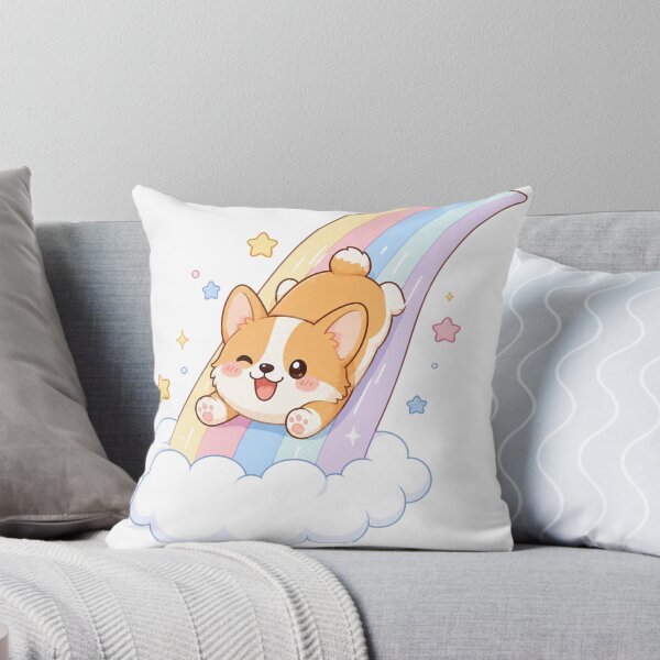 Item preview, Cute Corgi Sliding Down Rainbow Kawaii Sticker designed and sold by StickersHul.