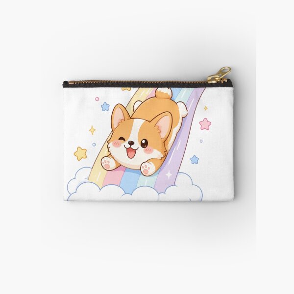 Item preview, Cute Corgi Sliding Down Rainbow Kawaii Sticker designed and sold by StickersHul.