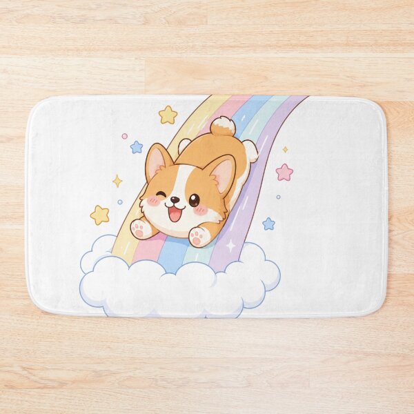 Item preview, Cute Corgi Sliding Down Rainbow Kawaii Sticker designed and sold by StickersHul.