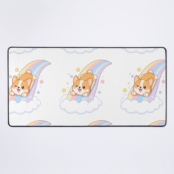 Item preview, Cute Corgi Sliding Down Rainbow Kawaii Sticker designed and sold by StickersHul.