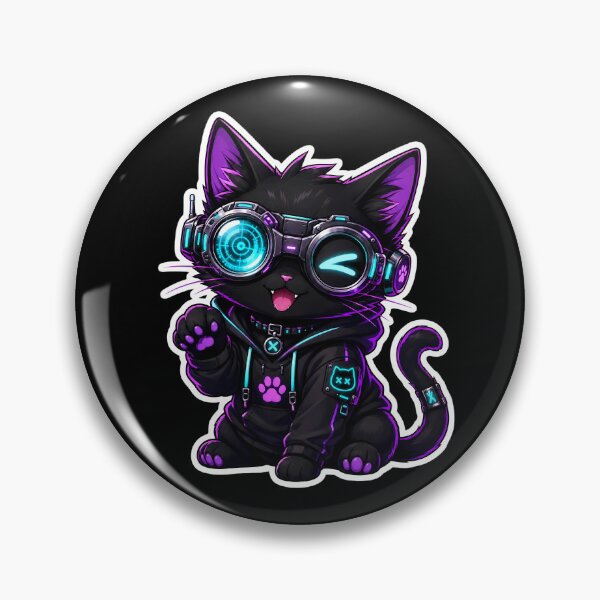 Item preview, Futuristic Neon Gamer Black Cat designed and sold by LuisWorks.