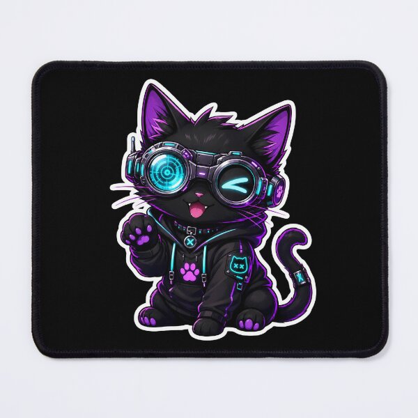 Item preview, Futuristic Neon Gamer Black Cat designed and sold by LuisWorks.