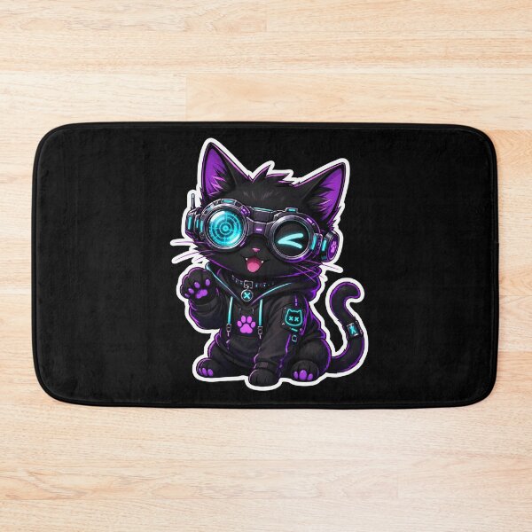 Item preview, Futuristic Neon Gamer Black Cat designed and sold by LuisWorks.