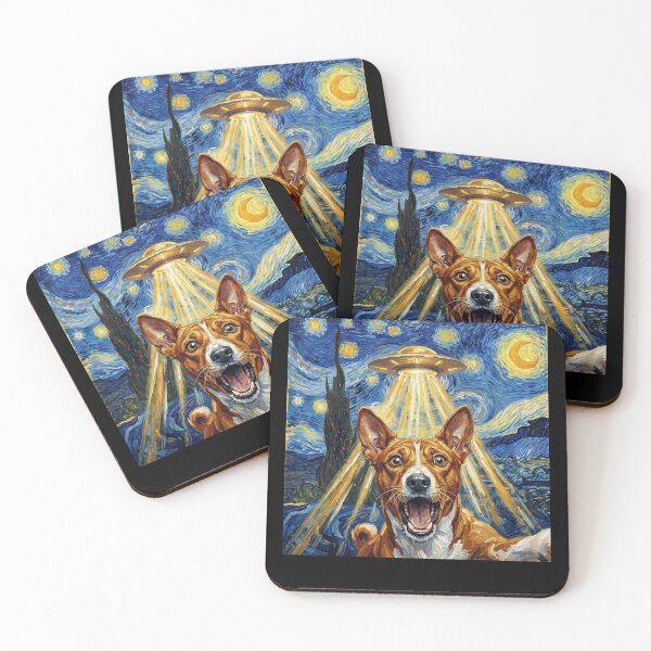 Item preview, Basenji Starry Night UFO Van Gogh Art Dog Selfie Lover designed and sold by Kimberley King Art  King Art.