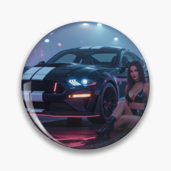 Item preview, Ford Mustang with beautiful woman on wet road - Cyberpunk style designed and sold by Salimgor Hangaround Music.