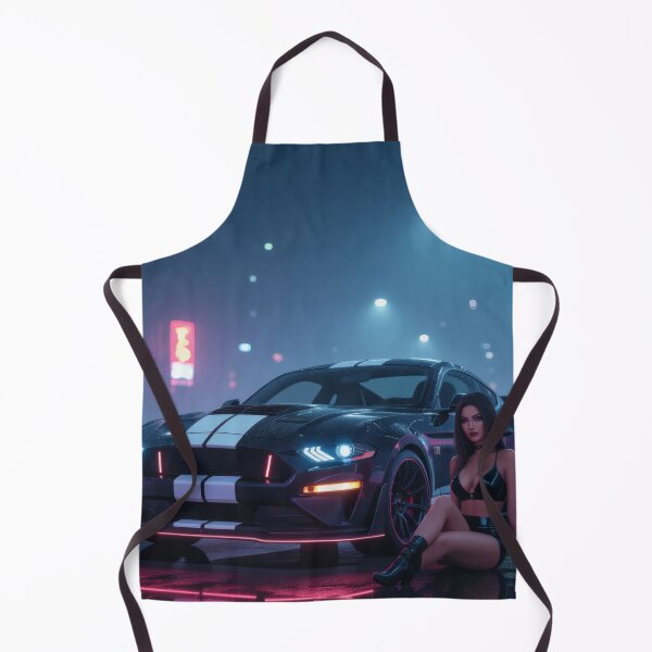 Item preview, Ford Mustang with beautiful woman on wet road - Cyberpunk style designed and sold by Salimgor Hangaround Music.