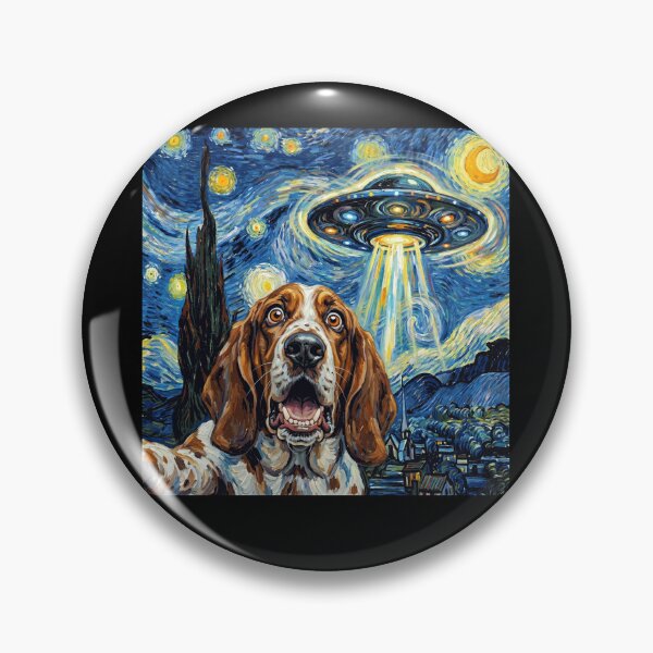 Item preview, Basset Hound Starry Night UFO Van Gogh Art Dog Selfie Lover designed and sold by Kimberley King Art  King Art.