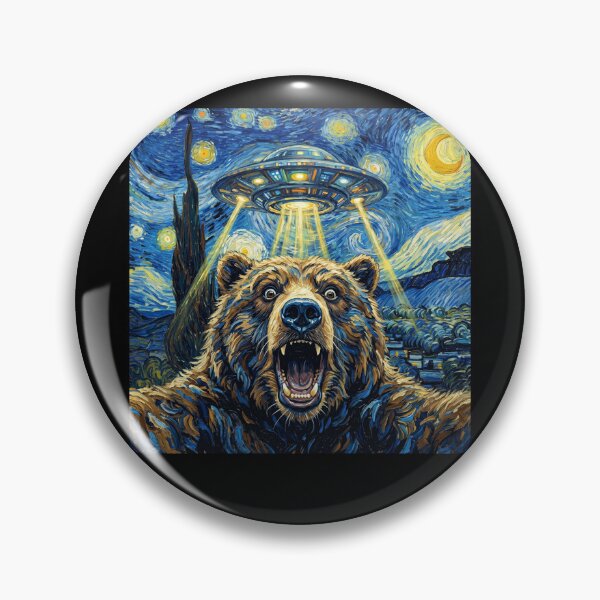 Item preview, Bear Starry Night UFO Van Gogh Art Animal Selfie Lover designed and sold by Kimberley King Art  King Art.