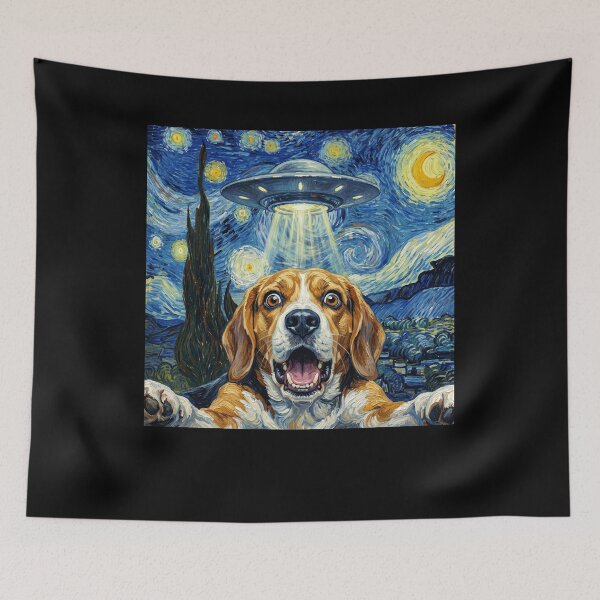 Item preview, Beagle Starry Night UFO Van Gogh Art Dog Selfie Lover designed and sold by Kimberley King Art  King Art.