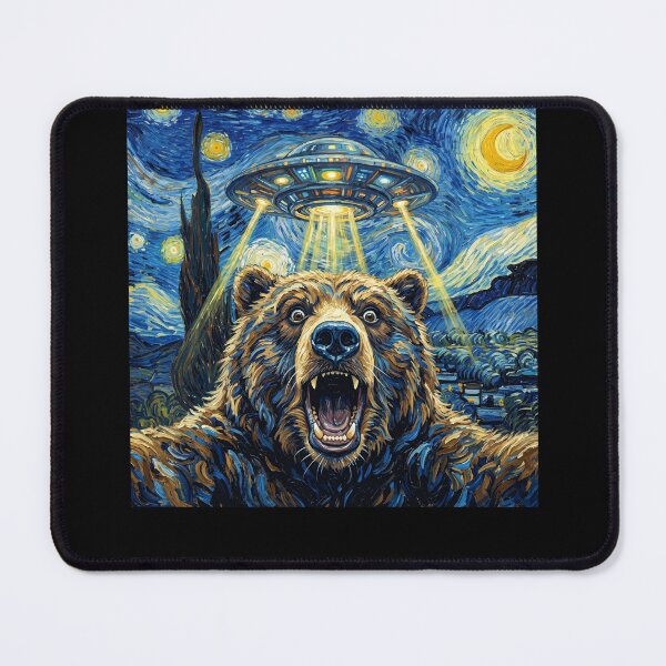 Item preview, Bear Starry Night UFO Van Gogh Art Animal Selfie Lover designed and sold by Kimberley King Art  King Art.
