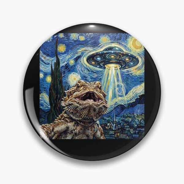 Item preview, Bearded Dragon Starry Night UFO Van Gogh Art Animal Selfie Lover designed and sold by Kimberley King Art  King Art.