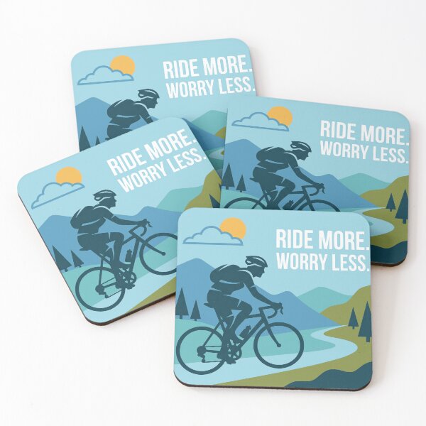 Item preview, Ride More Worry Less - Cyclist Mountain River Poster Design designed and sold by Sekla-Studio.