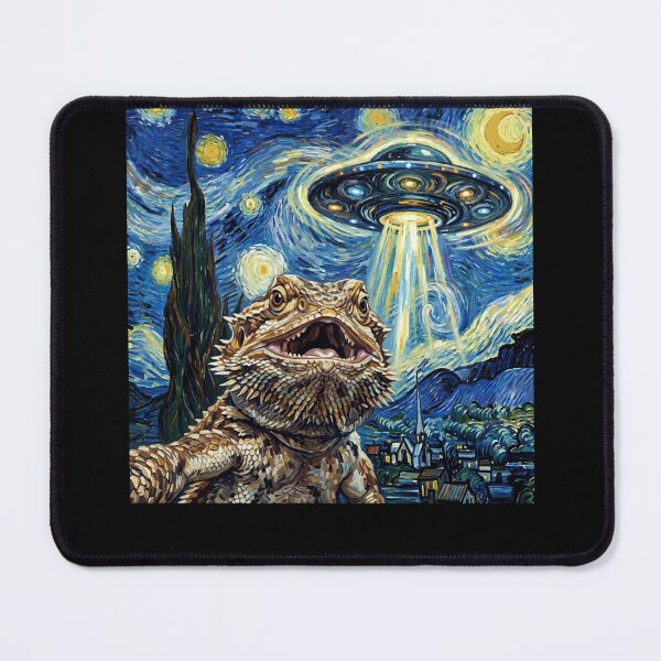 Item preview, Bearded Dragon Starry Night UFO Van Gogh Art Animal Selfie Lover designed and sold by Kimberley King Art  King Art.