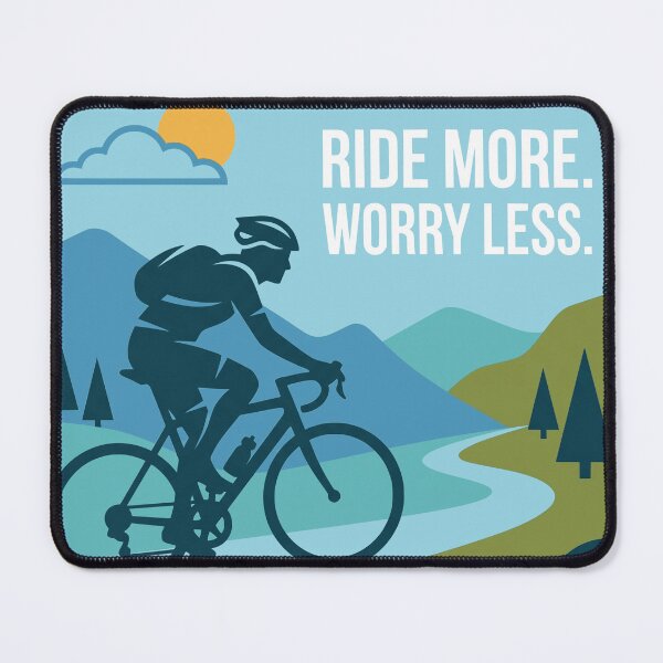 Item preview, Ride More Worry Less - Cyclist Mountain River Poster Design designed and sold by Sekla-Studio.