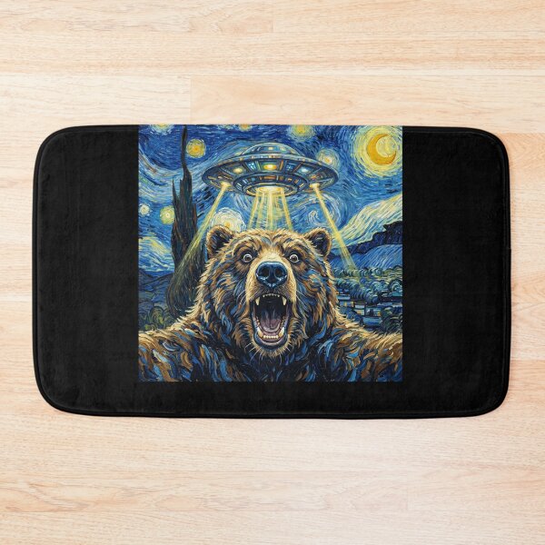 Item preview, Bear Starry Night UFO Van Gogh Art Animal Selfie Lover designed and sold by Kimberley King Art King Art.