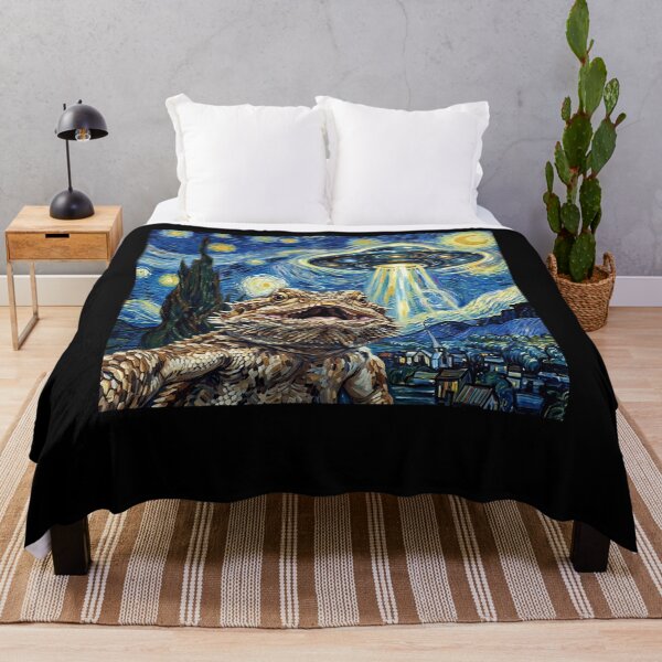 Item preview, Bearded Dragon Starry Night UFO Van Gogh Art Animal Selfie Lover designed and sold by Kimberley King Art King Art.