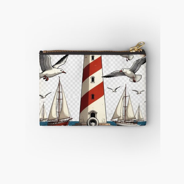 Item preview, Vintage Lighthouse with Seagulls and Sailboats | Nautical Coastal Design designed and sold by GalleryPeak.