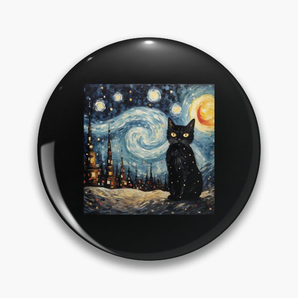 Item preview, Black cat Painting Art Starry Night Kitty Kitten Van Gogh  designed and sold by Littermin.