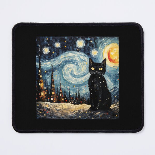 Item preview, Black cat Painting Art Starry Night Kitty Kitten Van Gogh  designed and sold by Littermin.