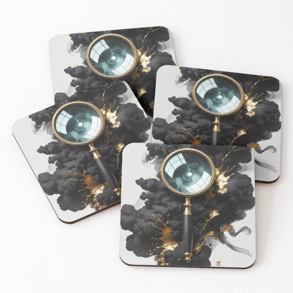 Item preview, Luxury Golden Magnifying Glass | Black Gold Watercolor Detective Art designed and sold by Biedroneczka.