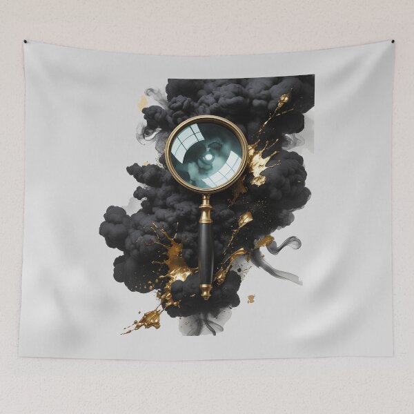 Item preview, Luxury Golden Magnifying Glass | Black Gold Watercolor Detective Art designed and sold by Biedroneczka.