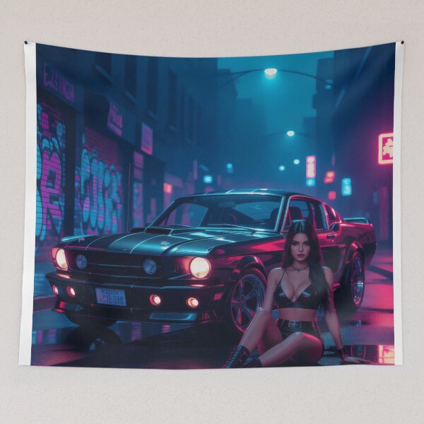 Item preview, Ford Shelby with beautiful woman on wet road - Cyberpunk style designed and sold by Salimgor Hangaround Music.