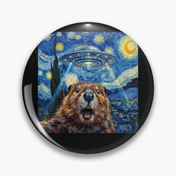 Artikelvorschau, Biber Sternennacht UFO Van Gogh Kunst Tier Selfie Liebhaber entworfen und verkauft von Kimberley King Art  King Art.