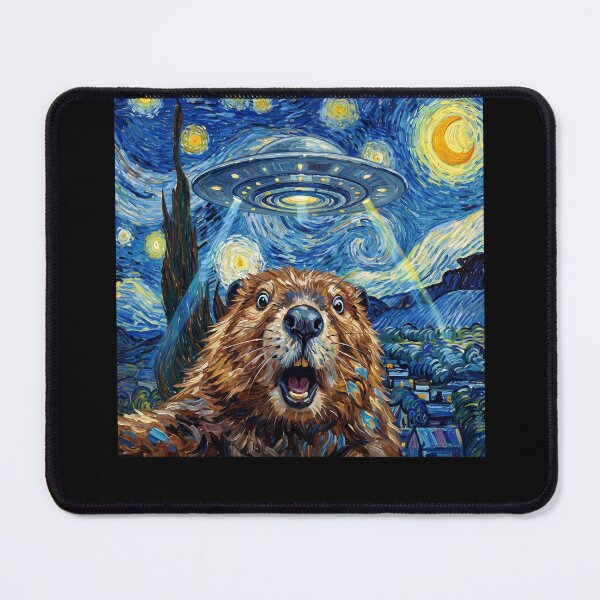Item preview, Beaver Starry Night UFO Van Gogh Art Animal Selfie Lover designed and sold by Kimberley King Art King Art.