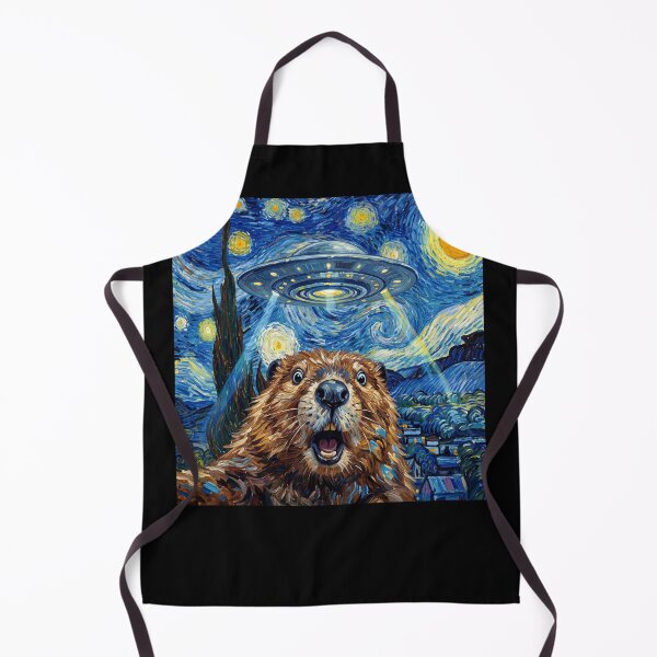 Item preview, Beaver Starry Night UFO Van Gogh Art Animal Selfie Lover designed and sold by Kimberley King Art King Art.