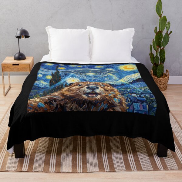 Item preview, Beaver Starry Night UFO Van Gogh Art Animal Selfie Lover designed and sold by Kimberley King Art King Art.