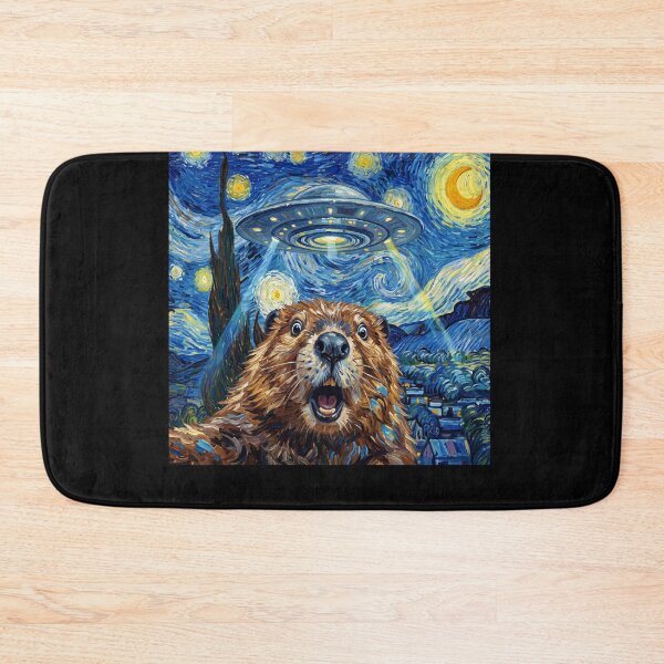 Item preview, Beaver Starry Night UFO Van Gogh Art Animal Selfie Lover designed and sold by Kimberley King Art King Art.