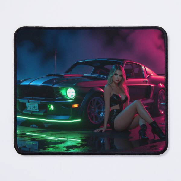 Item preview, Ford Shelby with beautiful woman on wet road - neon lights designed and sold by Salimgor Hangaround Music.