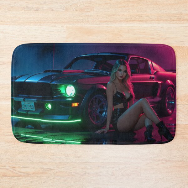 Item preview, Ford Shelby with beautiful woman on wet road - neon lights designed and sold by Salimgor Hangaround Music.