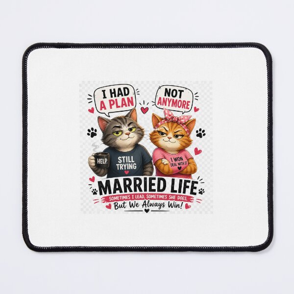 Item preview, Married Life | Funny Cat Couple Marriage Humor Design designed and sold by ArjunDev1994.