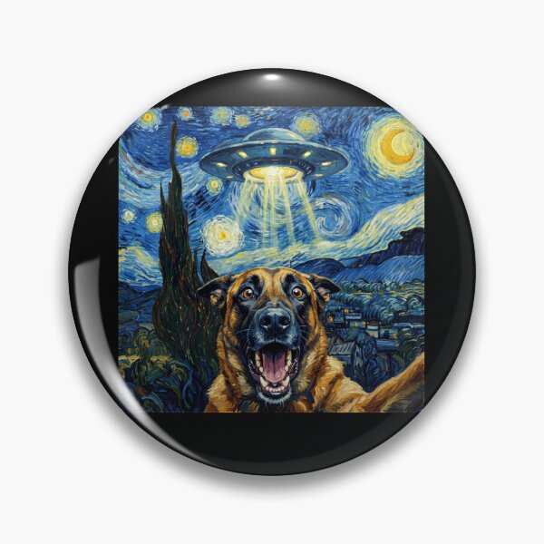 Item preview, Belgian Malinois Starry Night UFO Van Gogh Art Dog Selfie Lover designed and sold by Kimberley King Art  King Art.