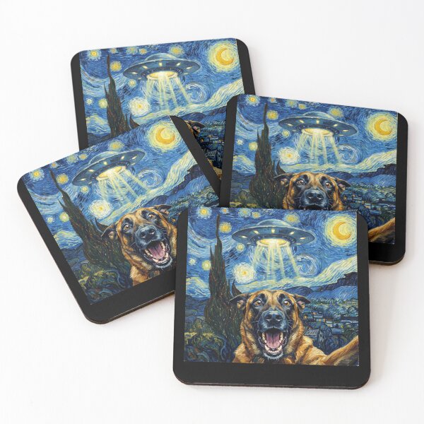 Item preview, Belgian Malinois Starry Night UFO Van Gogh Art Dog Selfie Lover designed and sold by Kimberley King Art  King Art.
