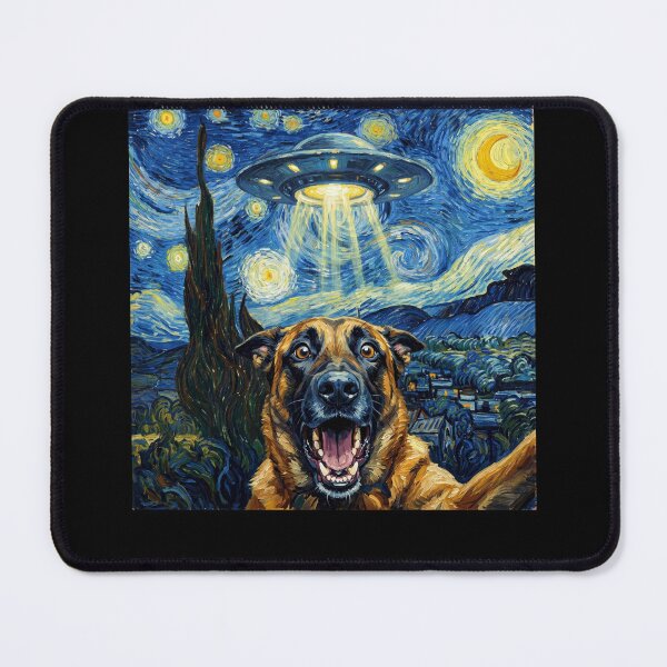 Item preview, Belgian Malinois Starry Night UFO Van Gogh Art Dog Selfie Lover designed and sold by Kimberley King Art  King Art.