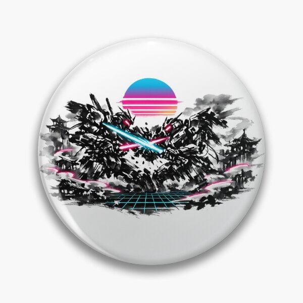 Item preview, Synthwave Mecha Duel Sumi-e designed and sold by KungPowUnicorn.