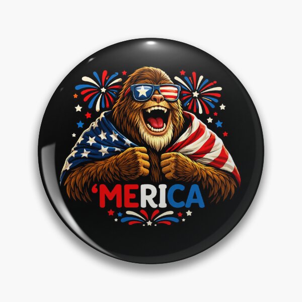 Item preview, Retro Vintage 4th of July Bigfoot American Flag Sasquatch designed and sold by PixelMarrero.
