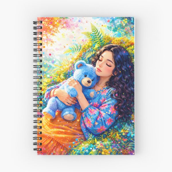 Item preview, Sleepy Girl Hugging Blue Teddy designed and sold by M-Y-A-R-T-.