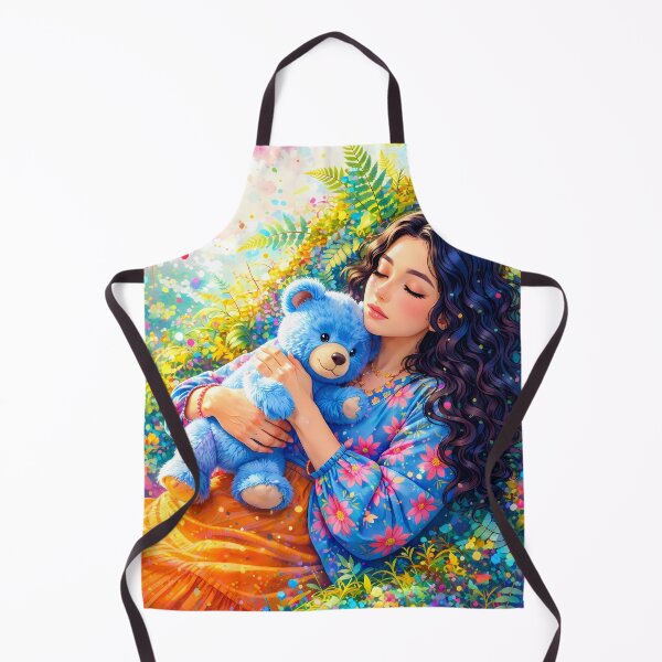 Item preview, Sleepy Girl Hugging Blue Teddy designed and sold by M-Y-A-R-T-.